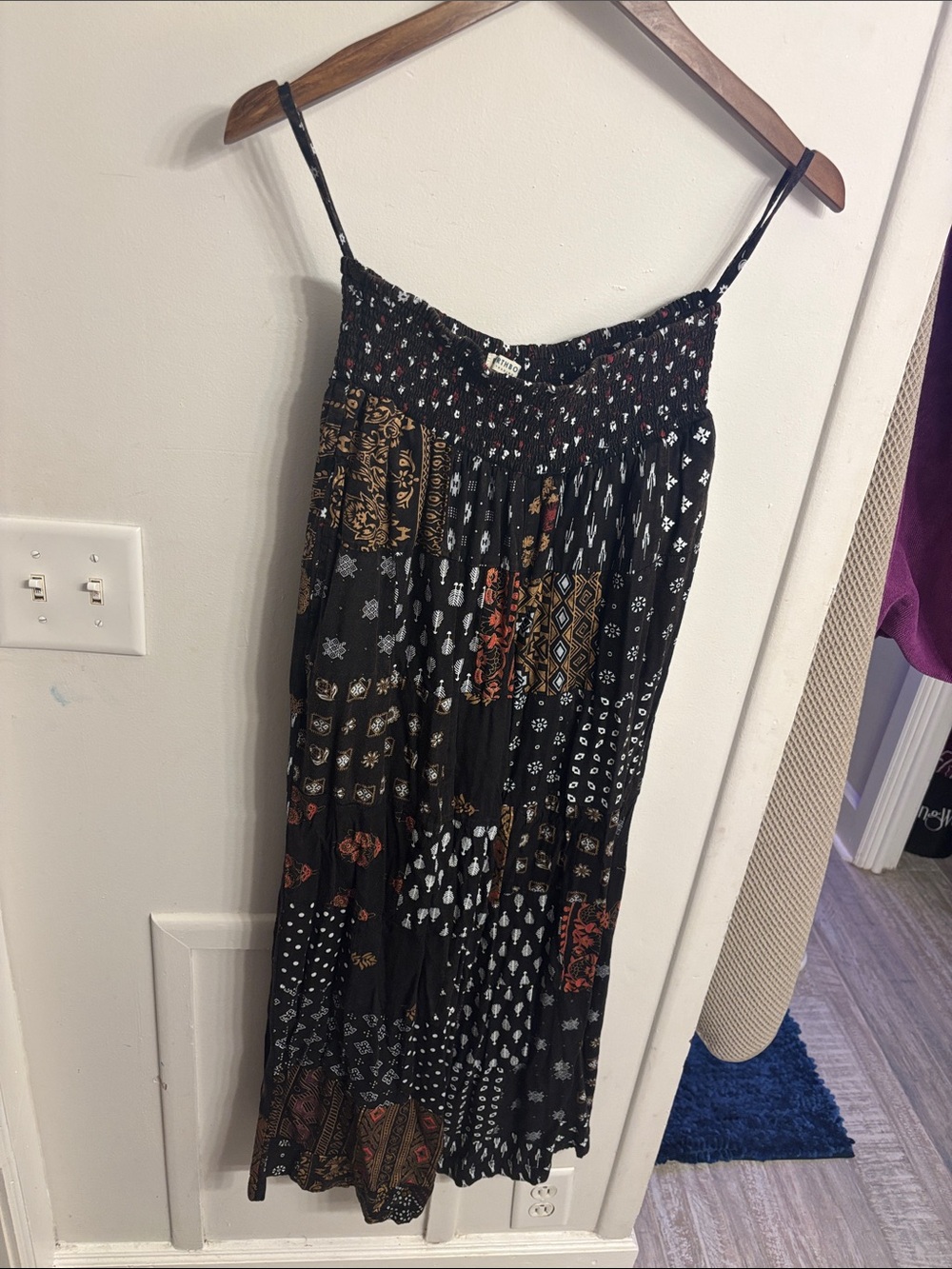Bohemian Wide-Leg Jumpsuit in Black Patchwork